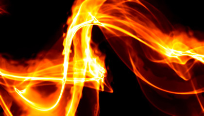 Abstract red smoke Fire over black background. Wavy elegant backdrop for your design and art