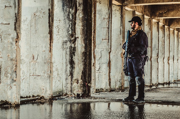 Sniper stand up inside building