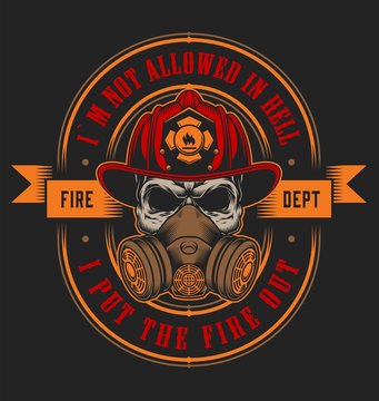 Vintage firefighter colorful print template