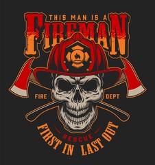 Vintage firefighter colorful label template
