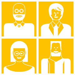 people avatars in yellow background