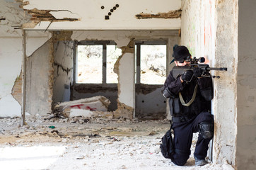 Sniper inside abandoned building