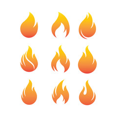 Fire flames, set Logo design inspiration vector icons