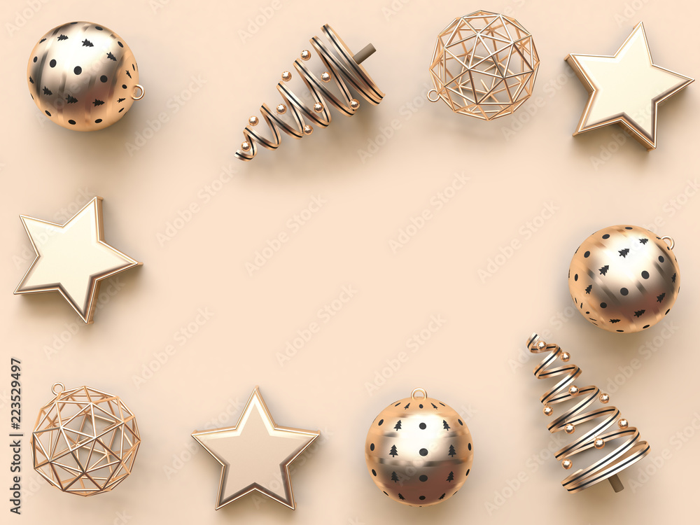 Poster 3d rendering minimal abstract christmas object decoration background