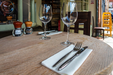 A place setting on a table.