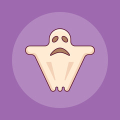 Ghost flat line icon. Halloween element.