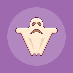 Ghost flat line icon. Halloween element.