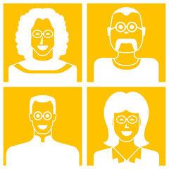 people avatars in yellow background