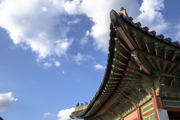 Fototapeta na wymiar Detail of Gyeonbokgung Palace in Seoul, South Korea.