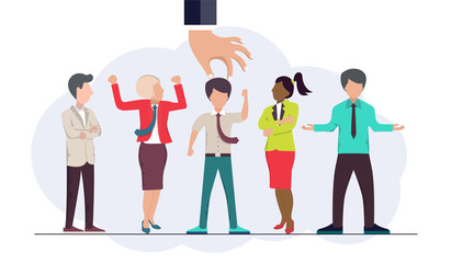 Fototapeta premium Find the right person for the job concept. Hiring and recruiting new employees. Flat vector design