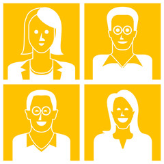 people avatars in yellow background