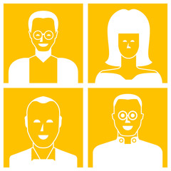 people avatars in yellow background