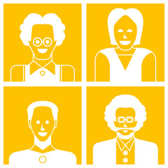 people avatars in yellow background