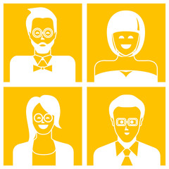 people avatars in yellow background
