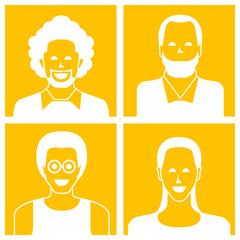 people avatars in yellow background