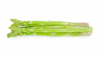 pile of fresh asparagus on white background