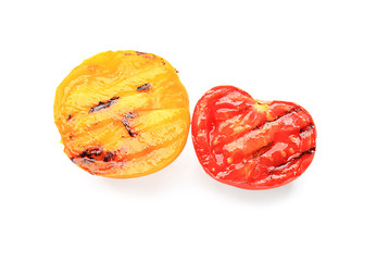 Tasty grilled tomato on white background