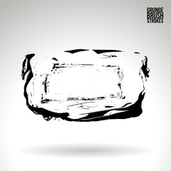 Black brush stroke and texture. Grunge vector abstract hand - painted element. Underline and border design.