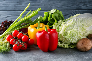 Fresh vegetables on table
