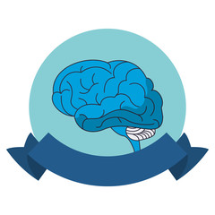 Human brain symbol round emblem