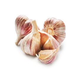 Fresh garlic on white background