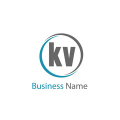 Initial Letter KV Logo Template Design
