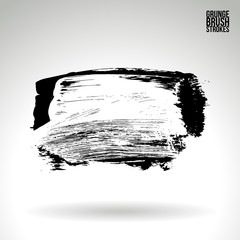 Black brush stroke and texture. Grunge vector abstract hand - painted element. Underline and border design.