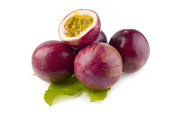 stack image of Passion fruit isolated on a white background with clipping path