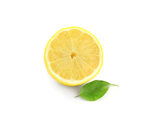 Half of ripe lemon on white background