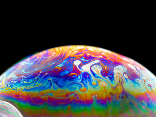 Half soap Bubble Ball abstract background semicircle. Model of Space or planets universe cosmic.