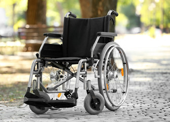 Empty modern wheelchair outdoors