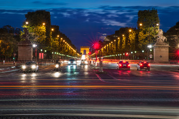 Traffic in the city at night, Paris