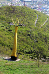 Fototapeta na wymiar A chairlift in Gelendzhik, Russia