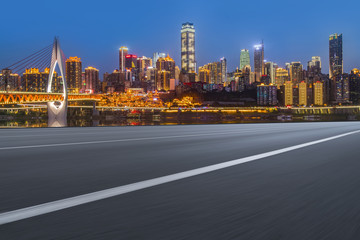 Obraz premium Road pavement and Chongqing urban architecture skyline