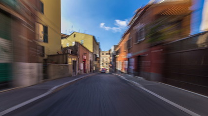 Fototapeta na wymiar Typical medieval narrow street in beautiful town of Albano Laziale timelapse hyperlapse, Italy