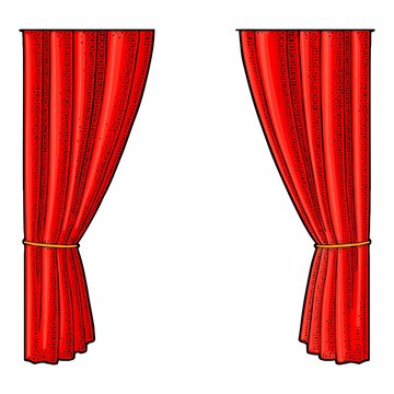 Curtain for theater. Vector engraving vintage color