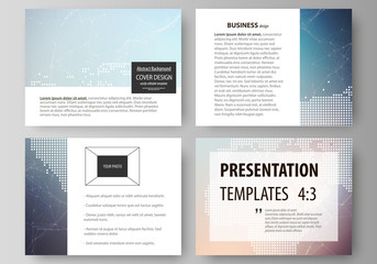 The minimalistic abstract vector illustration of the editable layout of the presentation slides design business templates. Molecule structure. Science, technology concept. Polygonal design.