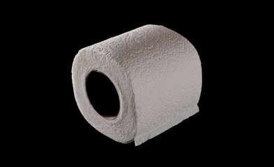 Toilet paper roll isolated on black background, clipping path