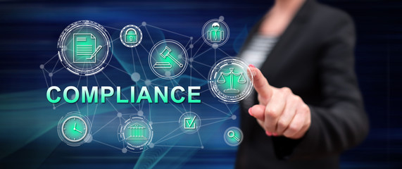 Woman touching a compliance concept