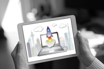 Startup concept on a tablet