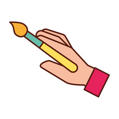 graphic designer hand with paint brush tool