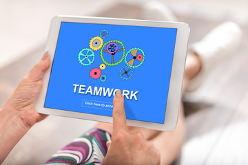 Teamwork concept on a tablet