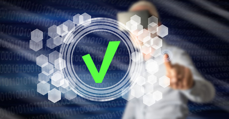 Man touching a validation process concept