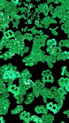 Digital currency symbol Bitcoin on a dark background. Fall of bitcoin. Cryptocurrency graph on virtual screen. Business, Finance and technology concept. 3D illustration