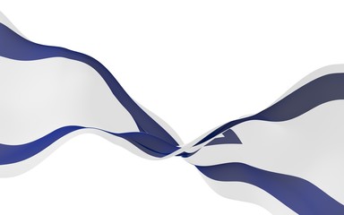 The flag of Israel. State symbol of the State of Israel. A blue Star of David between two horizontal blue stripes on a white field. 3d illustration