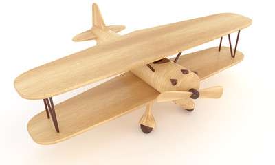 3d rendering wooden toy cars from two varieties of wood vintage models on a white isolated...