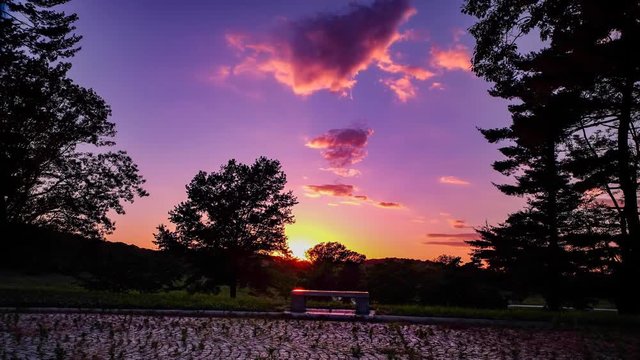 Time lapse sunset in the park
