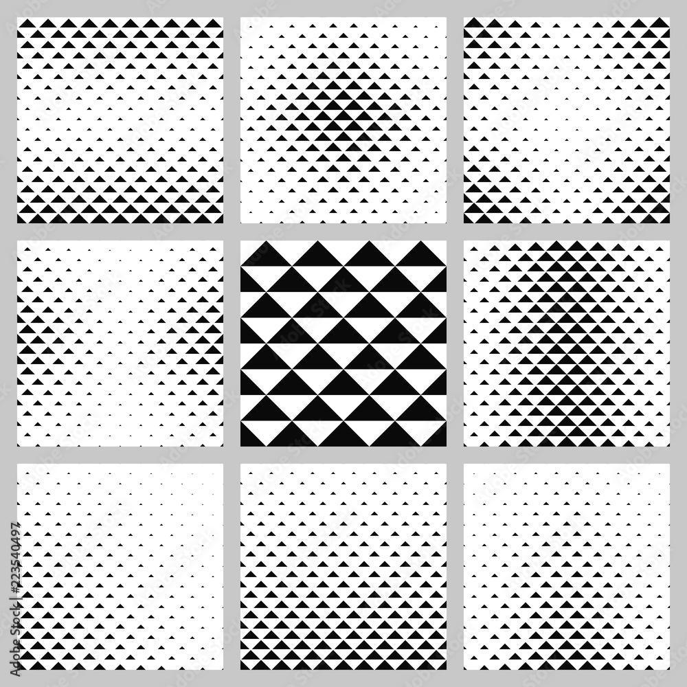 Poster black and white triangle shape pattern design set