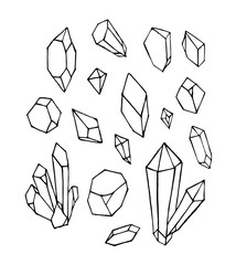 Vector of hand draw mineral crystal stone isolated on white