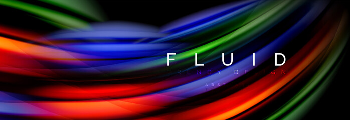 Wave fluid flowing colors motion effect, holographic abstract background. Vector illustration